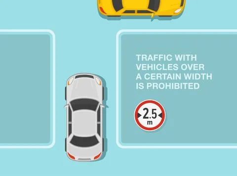 Traffic with vehicles over a certain width is prohibited. Width limit sign. Stock Illustration