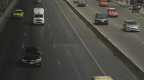 Traffic on Vibhavadi Rangsit Road Under Tollway Stock Footage 48200498