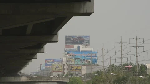 Traffic on Vibhavadi Rangsit Road Under Tollway Stock Footage 48200526