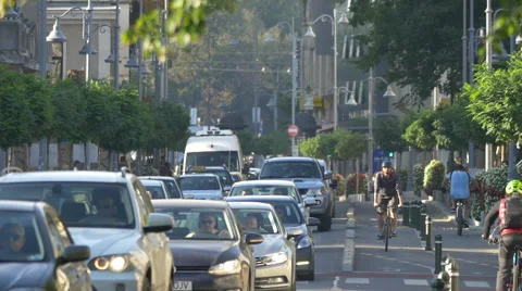 Traffic on Victory Avenue in Bucharest Stock Footage 57970892