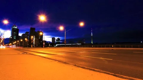 Traffic in Vienna at night Stock Footage 50158889