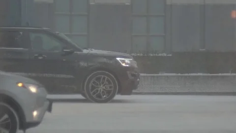 Traffic View of Brooklyn during snowstorm Manhattan New York City usa Video stock 84838819