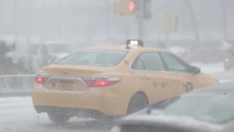 Traffic View of Brooklyn during snowstorm Manhattan New York City usa Video stock 84838996