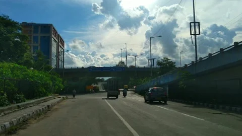 Traffic view Domlur bridge Stock Footage 134843828