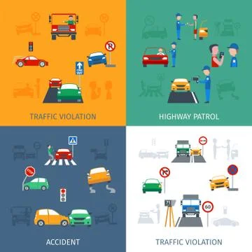 Traffic Violation Set Illustrazione stock