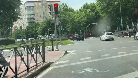 Traffic Waiting at Plaza Castilla Intersection Stock Footage 337660036