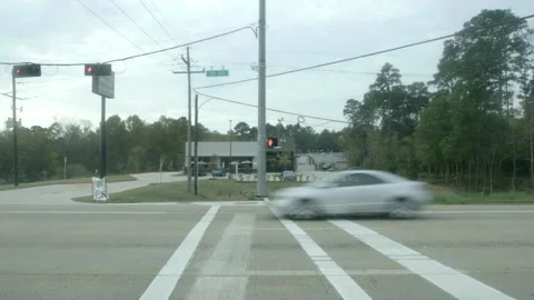 Traffic Waiting at Suburban Intersection Red Light Stock Footage 343880569