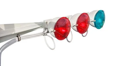 Traffic warning lights on white background Stock Photos