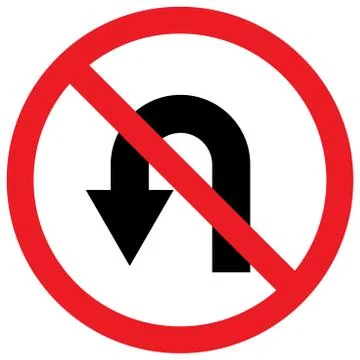 Traffic warning sign no u-turn vector illustration background Stock Illustration