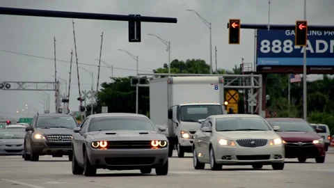 Traffic Westbound on Sample Road Railroad Tracks Video stock 200798606