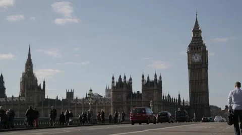 Traffic on Westminster Bridge (Big Ben) (B-Roll/Cutaway/GV) | HD 1080 Stock Footage 47022751