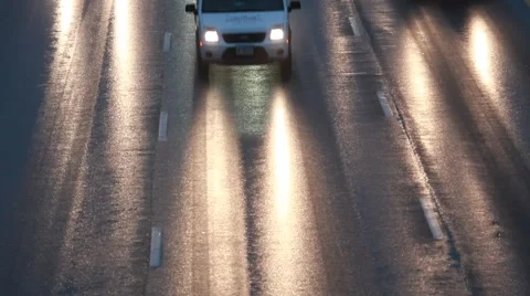 Traffic Wet Lights Pan Up Stock Footage 43014550