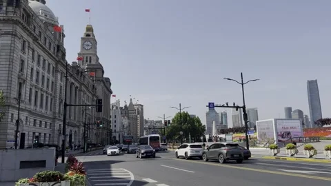 Traffice Along The Bund Stock Footage 240748757