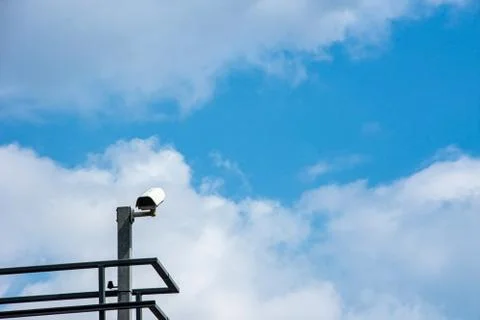 Traffick camera above the road to take photo of those who drive fast Stock Photos