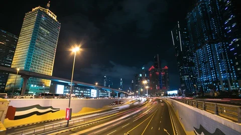 Traffick Tunnel night Stock Footage 104939386