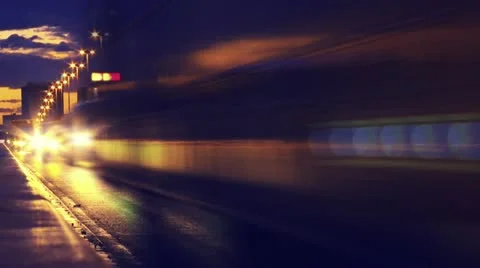 TrafficNight1 23.976fps Stock Footage 21368459