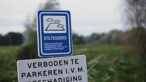 Trafficsign Stiltegebied in Uiterwaarden Stock Footage 262650466