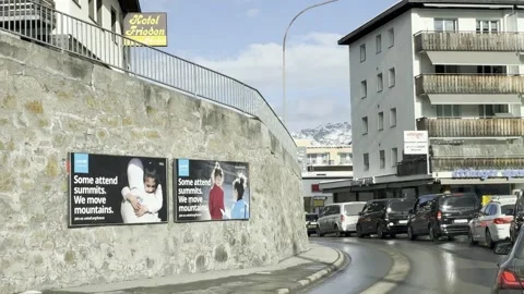 Trafic in Davos during WEF 206 Stock Footage 328009729