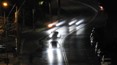 Trafic lights at night, Galati, Romania, time lapse Stock Footage 318868013