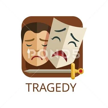 Tragedy cinema or theatre genre, cinematography, movie production vector Stock Illustration