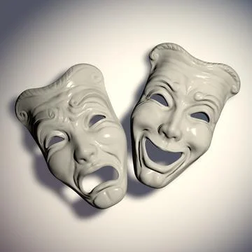 3D Model: Tragedy-Comedy-Masks ~ Buy Now #90612497 | Pond5