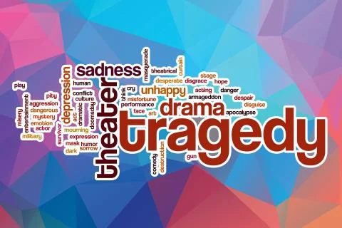 Tragedy word cloud with abstract background Illustrazione stock