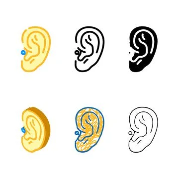 Tragus piercing earring color types icon vector Stock Illustration