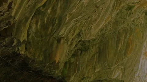 Trail along the edge of canyon cliffs,Charming Valley,textured rock. Stock Footage 280131409
