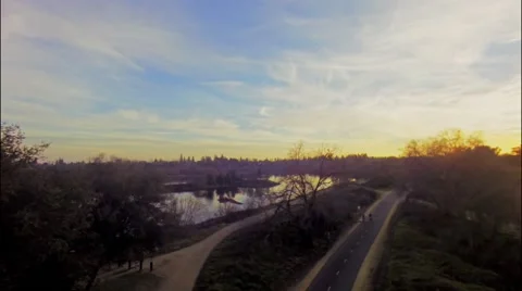 Trail Along The Lake Video stock 46460403