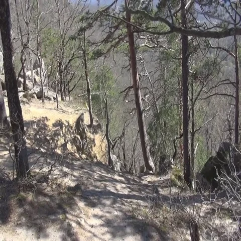 The trail among the rocks rubble spring Stock-Footage 69709189