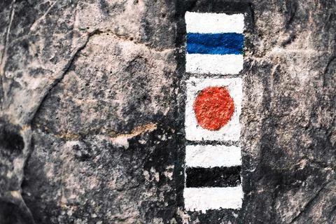 Trail from the arrow on the cliff, A pointer to the difficulty of the route f Stock Photos
