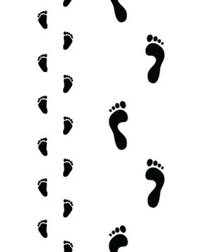 Trail of bare feet Stock Illustration