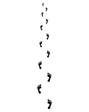 Trail of bare footsteps Stock Illustration