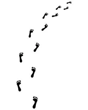 Trail of bare footsteps Stock Illustration