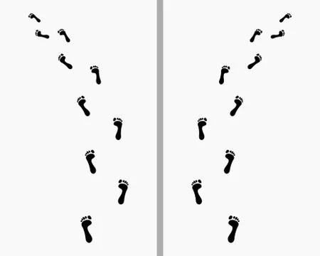 Trail of bare footsteps Stock Illustration