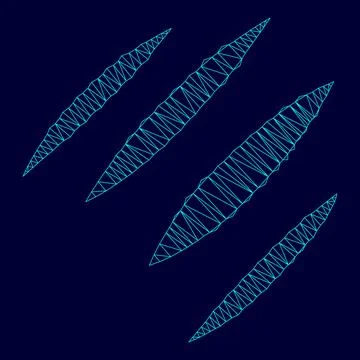 Trail of claws in low poly triangulation triangulated polygonal electric cy.. Stock Illustration