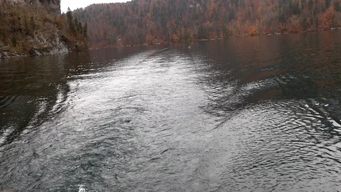 Trail from a floating boat, slow motion Stock Footage 98018903