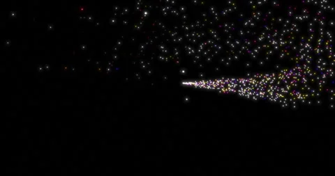 A trail of flying multi-colored sparkling particles moving along a curve 3 Stock Footage 245242458