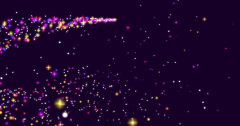 A trail of flying multi-colored sparkling particles moving along a curve 2 Stock Footage 245242496