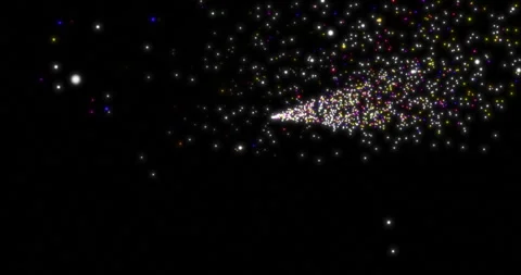 A trail of flying multi-colored sparkling particles moving along a curve 4 Stock Footage 245242553