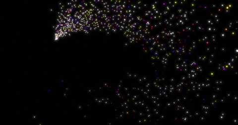 A trail of flying multi-colored sparkling particles moving along a curve 5 Stock Footage 245242588