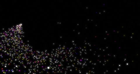A trail of flying multi-colored sparkling particles moving along a curve 6 Stock Footage 245242668