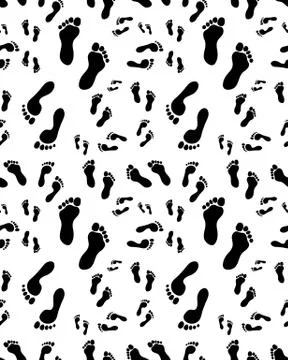Trail of footprints, seamless Stock Illustration