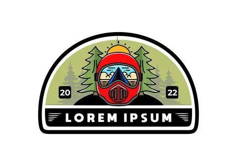 A trail helmet with a pine tree beside Illustrazione stock