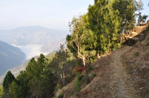 Trail High on the Mountain Side Stock Photos