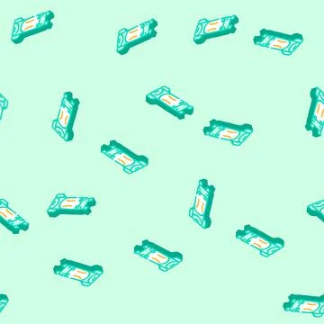 Trail hiking backpack isometric icon seamless pattern Stock Illustration