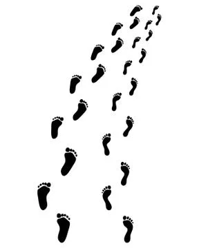 Trail of human bare footsteps Stock Illustration
