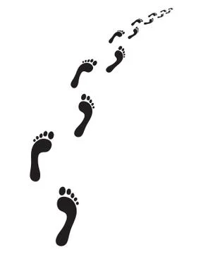 Trail of human bare footsteps Stock Illustration