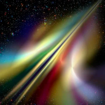 The trail left by the space ship in the starry sky Stock Illustration