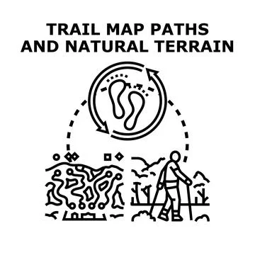 Trail map outdoor paths and natural terrain exploration Ilustração Stock
